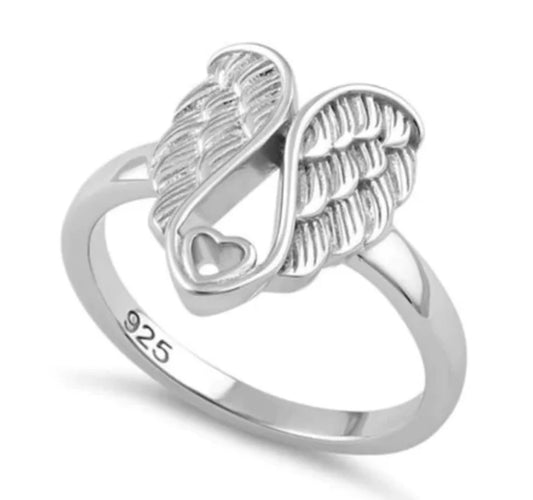 925 Silver Angel Wings Ring
